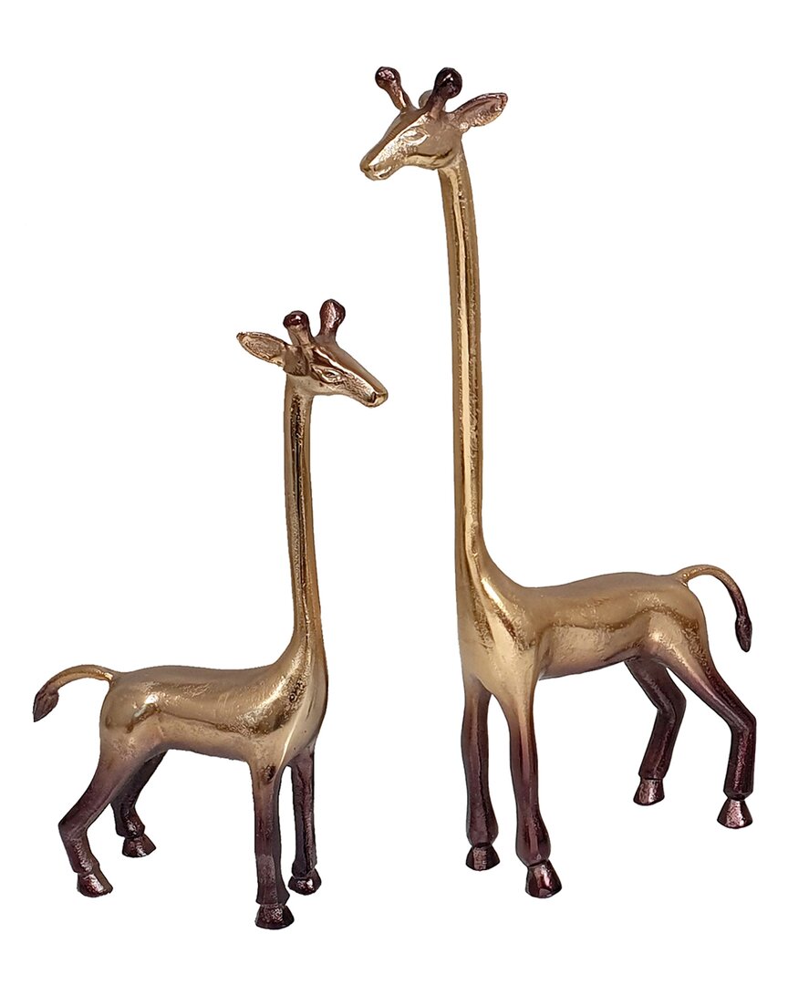 R16 Set Of 2 Giraffe Statues In Gold