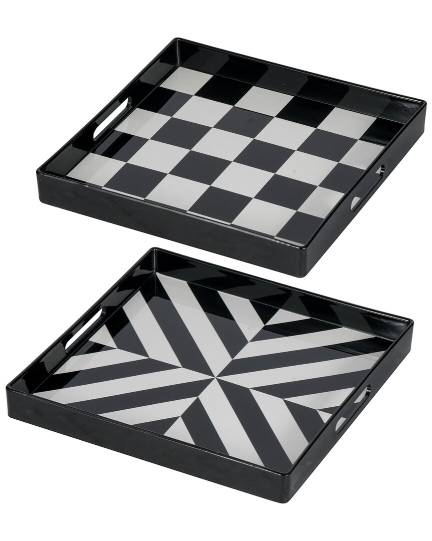 R16 Set Of 2 Decorative Trays In Black