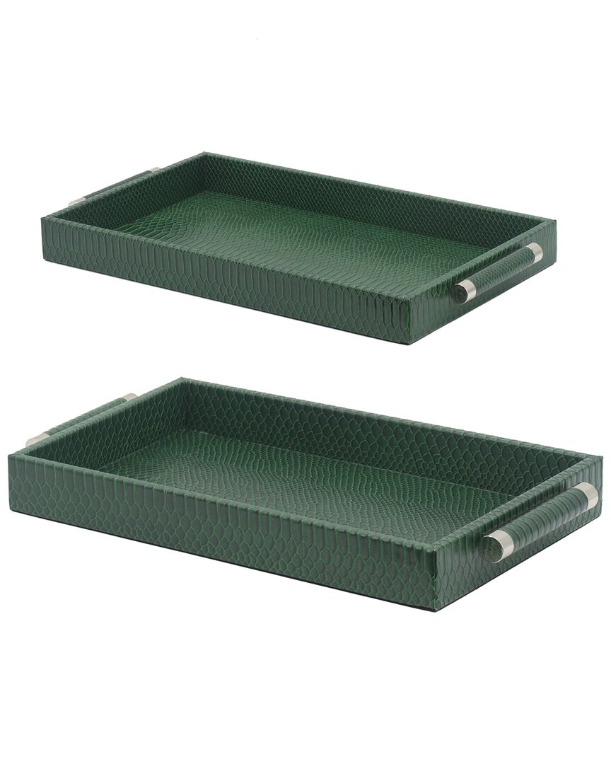 R16 Set Of 2 Croc Trays In Green