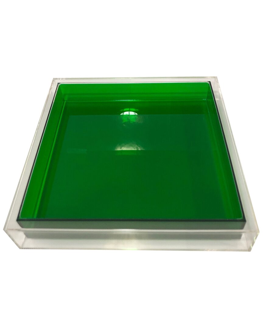R16 _emerald Encased Lucite Tray In Clear