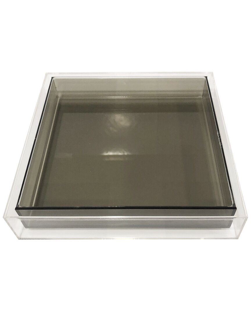 R16 _grey Encased Lucite Tray In Clear