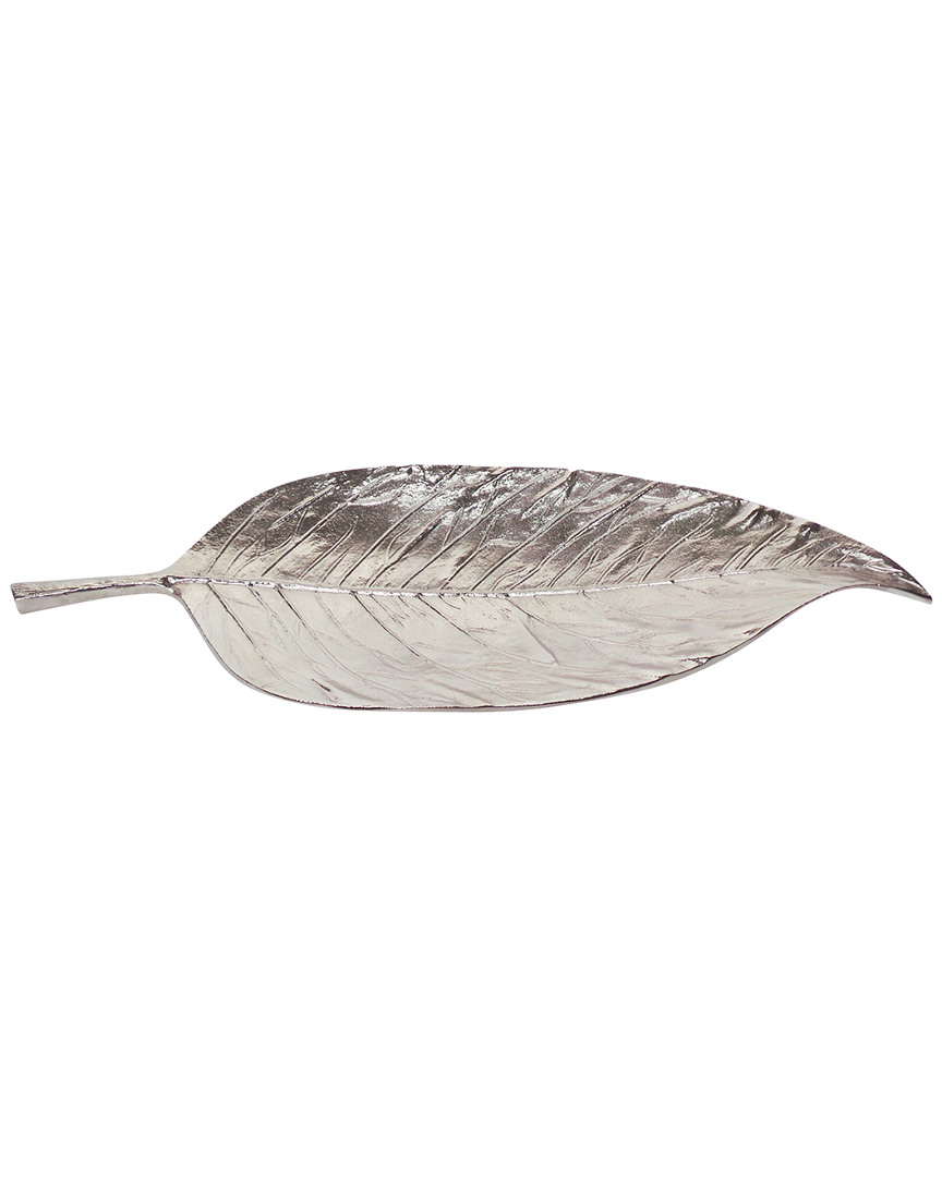Sagebrook Home Metal Leaf Platter In Silver