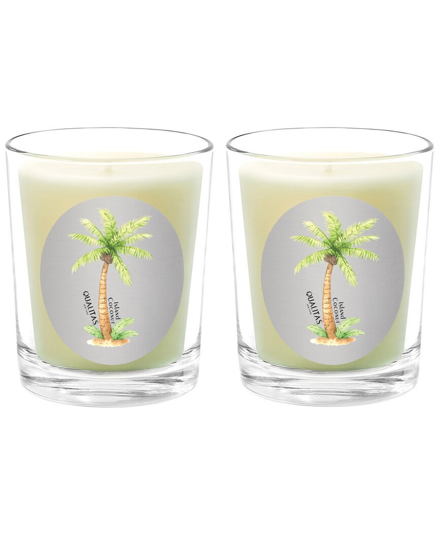 Qualitas Island Cocount Two Scented Beeswax Candle Set In White