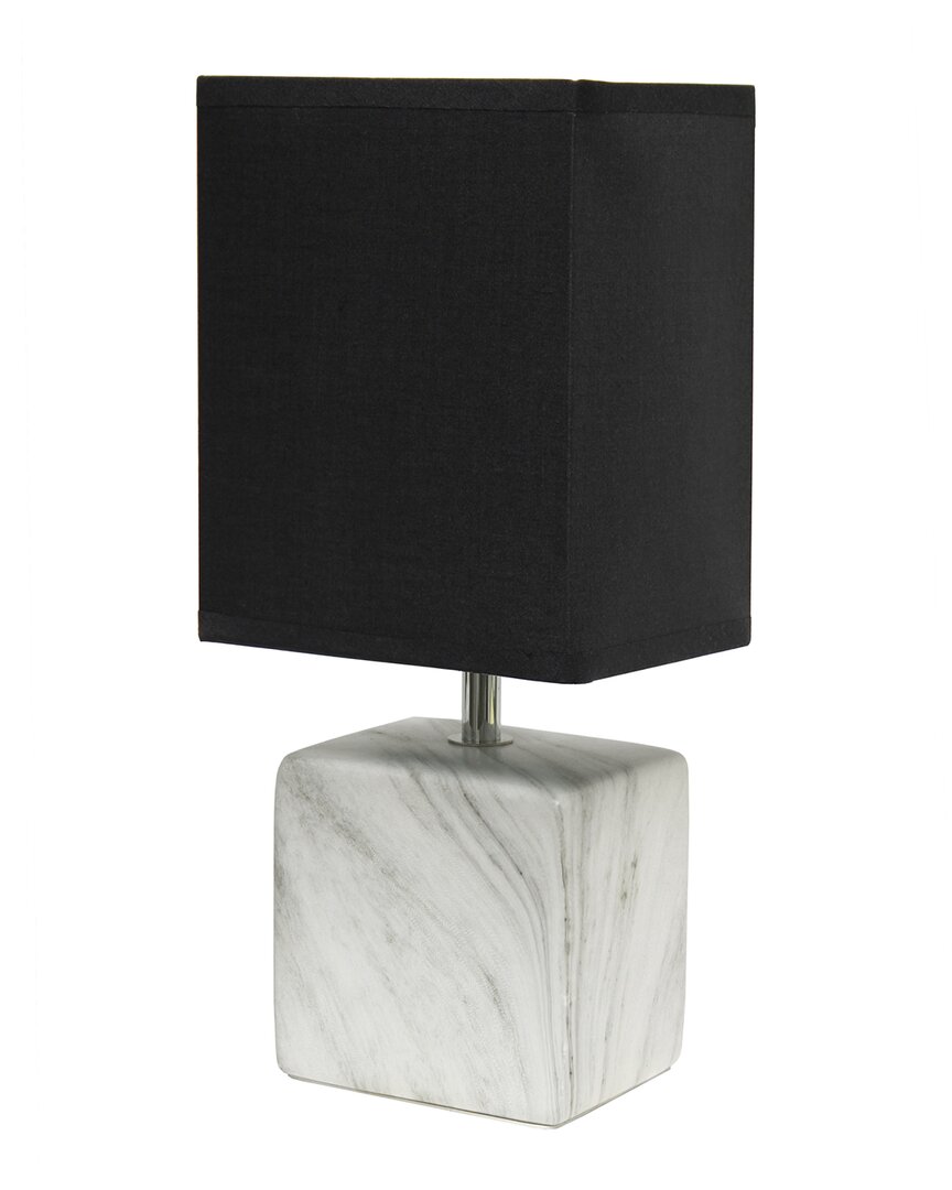 Lalia Home Petite Marbled Ceramic Table Lamp In Black