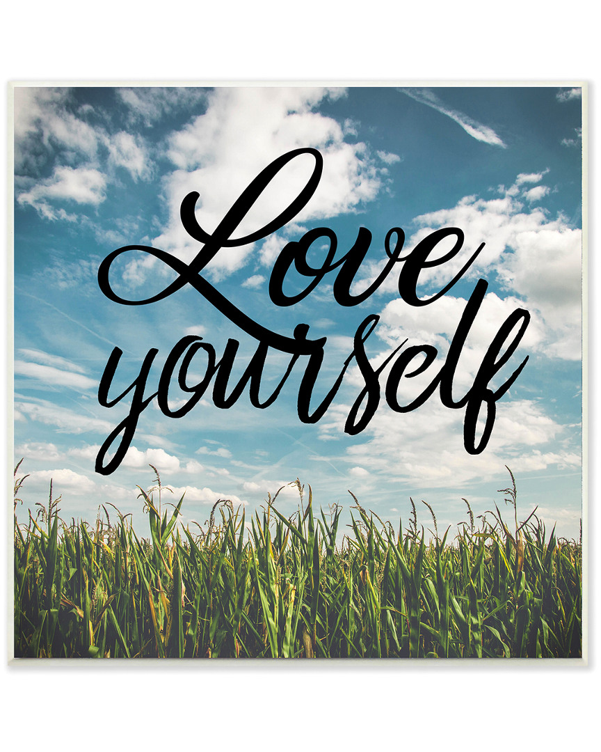 Stupell Love Yourself Field Cursive By Cynthia Alvarez In Blue