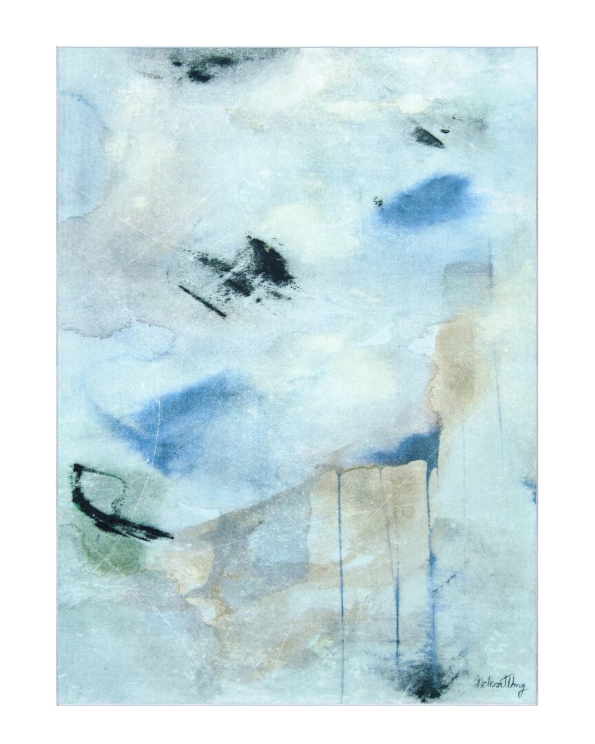 Empire Art Direct Floating Stars Hand Washable Abstract Art Area Rug In Blue