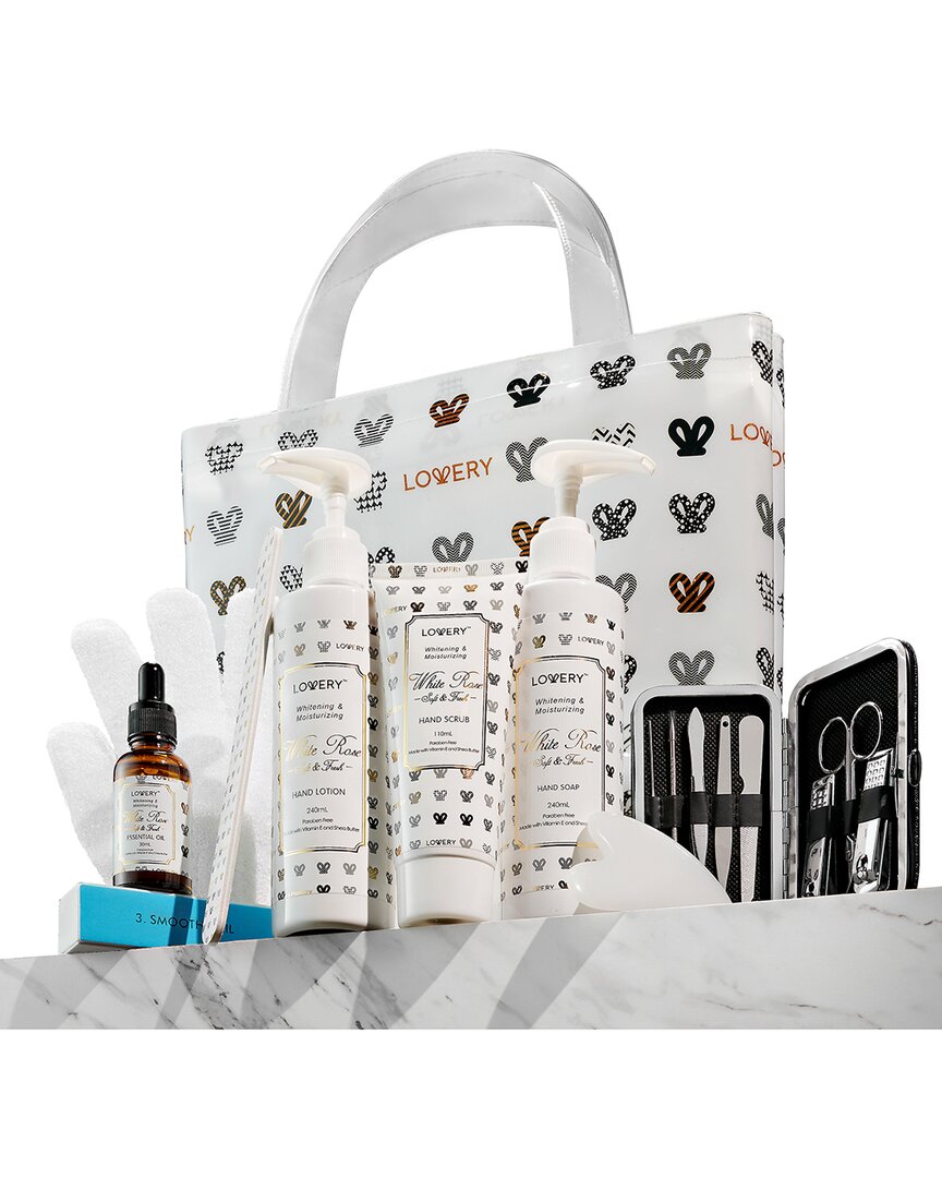 Lovery Care Package For Women & Men, 19pc Hand Cream Gift In A Shoulder Bath Tote Bag In Silver