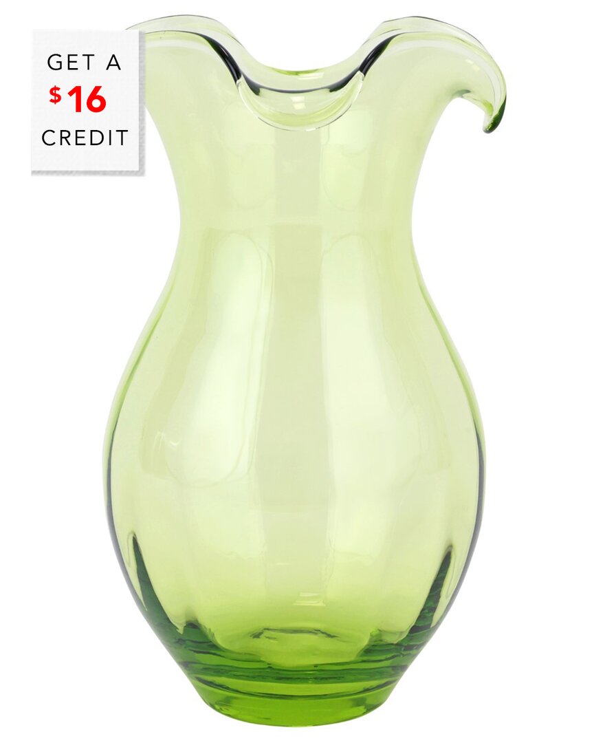 Vietri Hibiscus Glass Vertical Fluted Medium Vase In Transparent