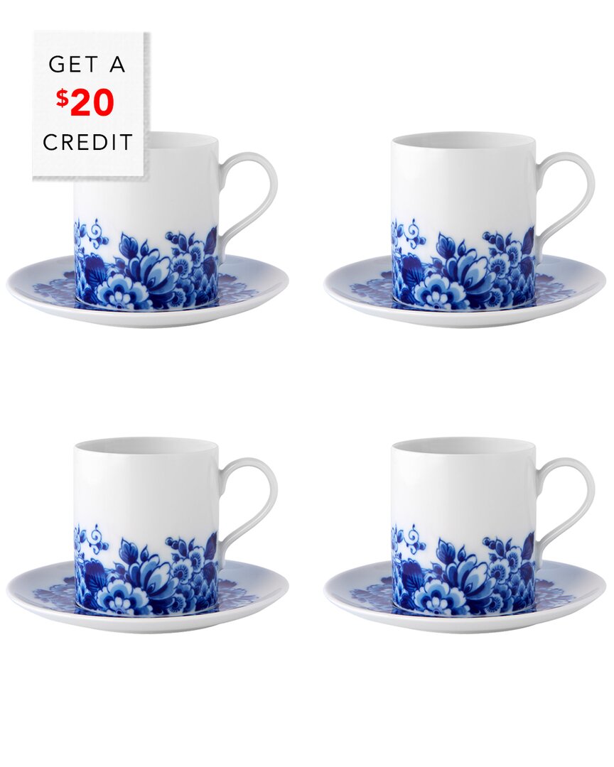 Vista Alegre Blue Ming Teacups & Saucers, Set Of Four In Blue