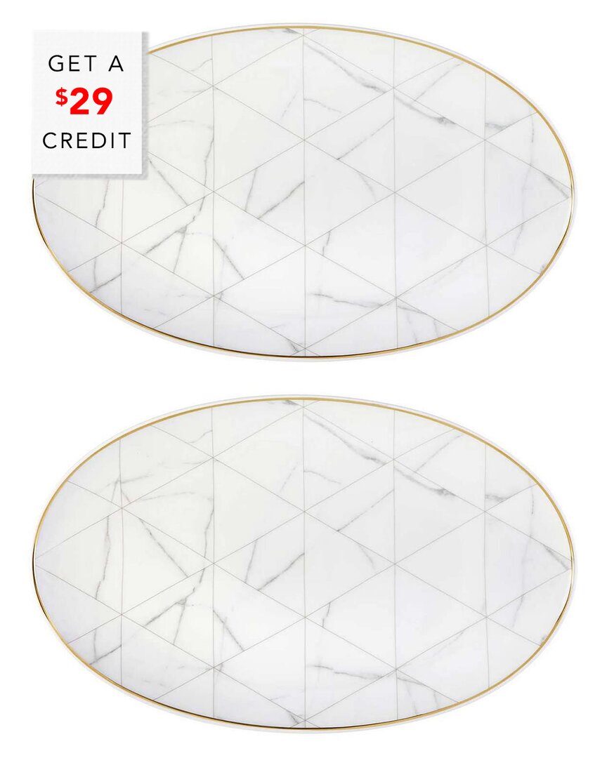 Vista Alegre Carrara Large Oval Platters (set Of 2) With $29 Credit In Black