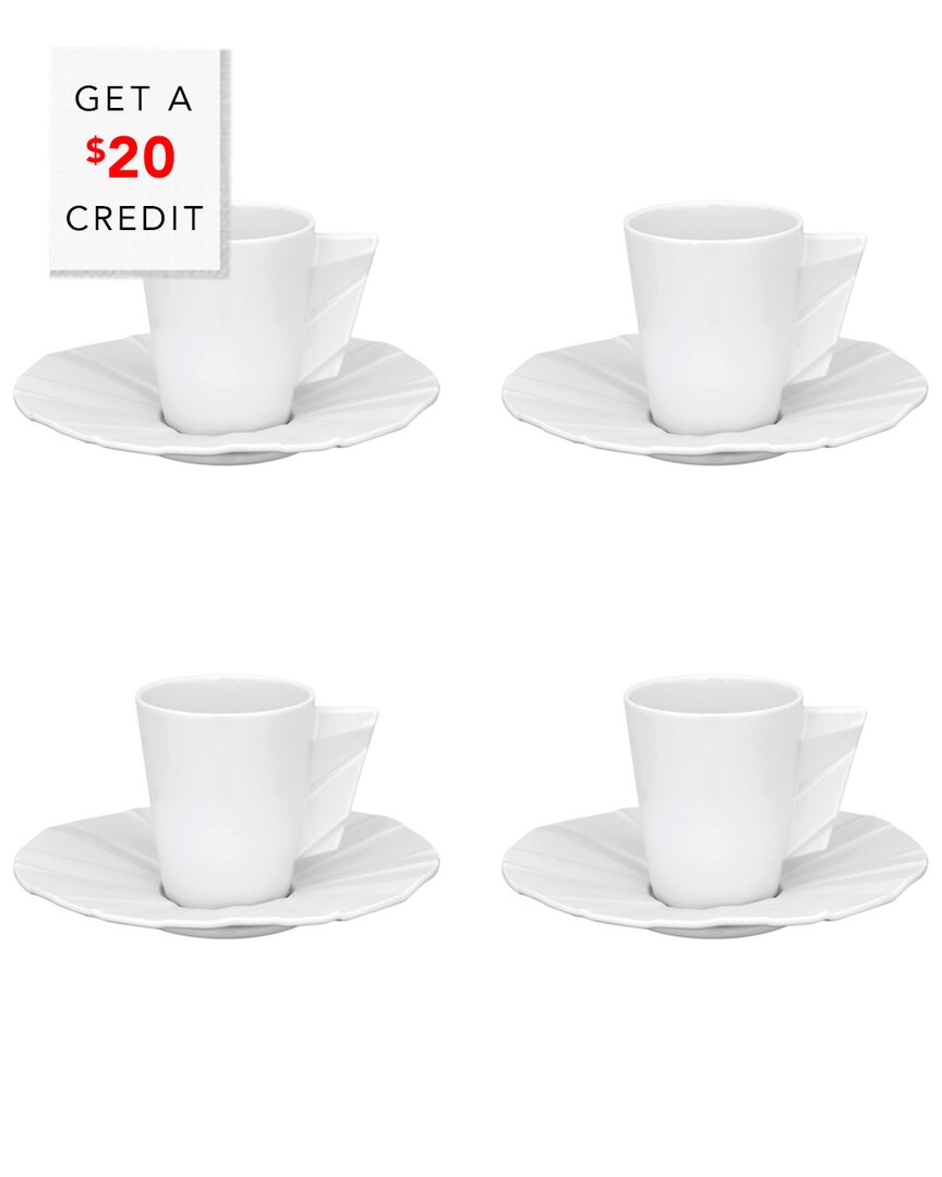 Vista Alegre Matrix Coffee Cup And Saucers (set Of 4) With $20 Credit In White