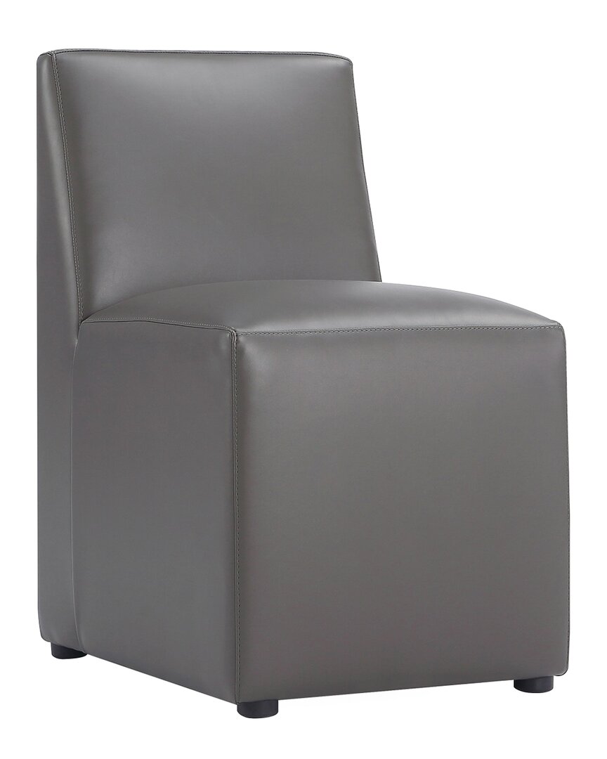 Manhattan Comfort Anna Square Faux Leather Dining Chair In Pewter