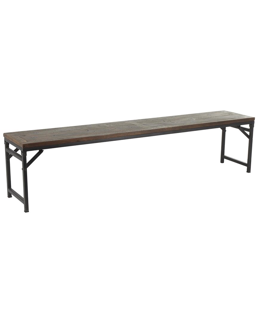 Peyton Lane Teak Long Bench With Metal Legs