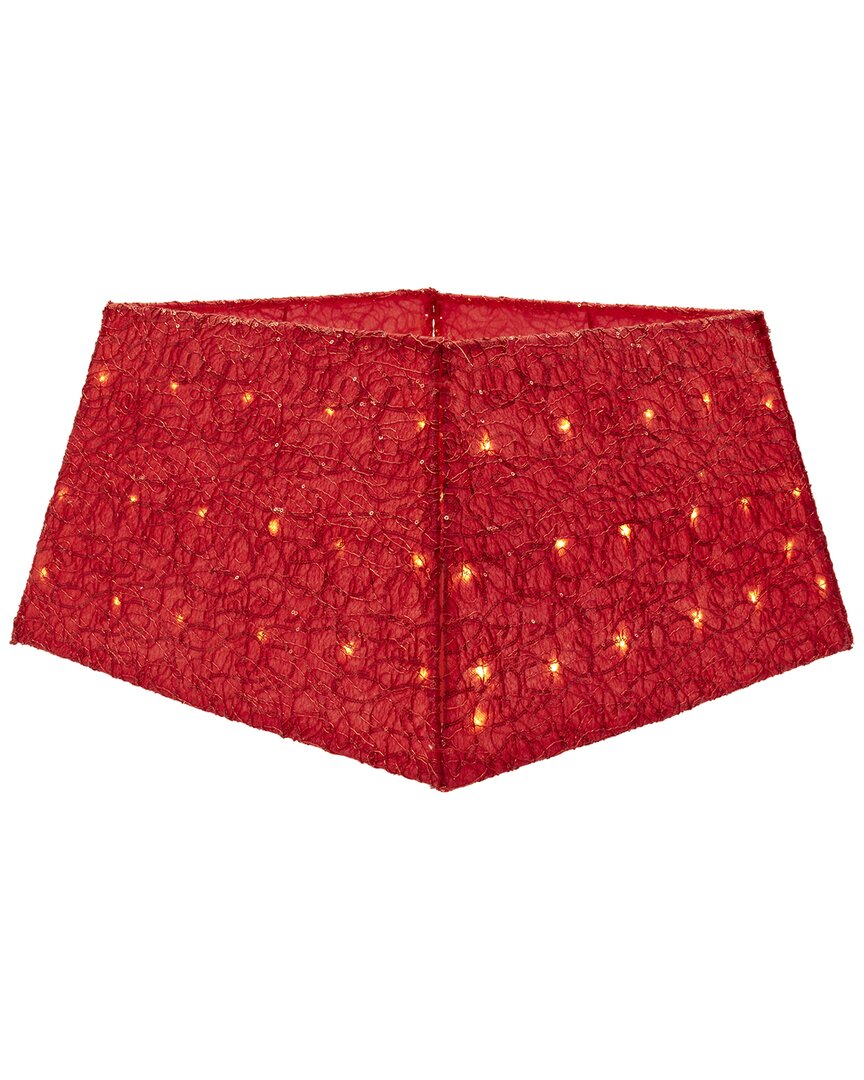 Kurt Adler 19in 70-light Warm White Led Red Square Tree Skirt In Red