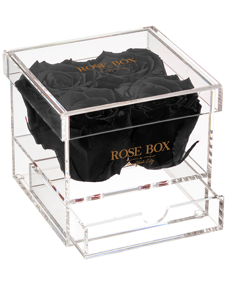 Rose Box Nyc 4 Velvet Black Roses Jewelry Box