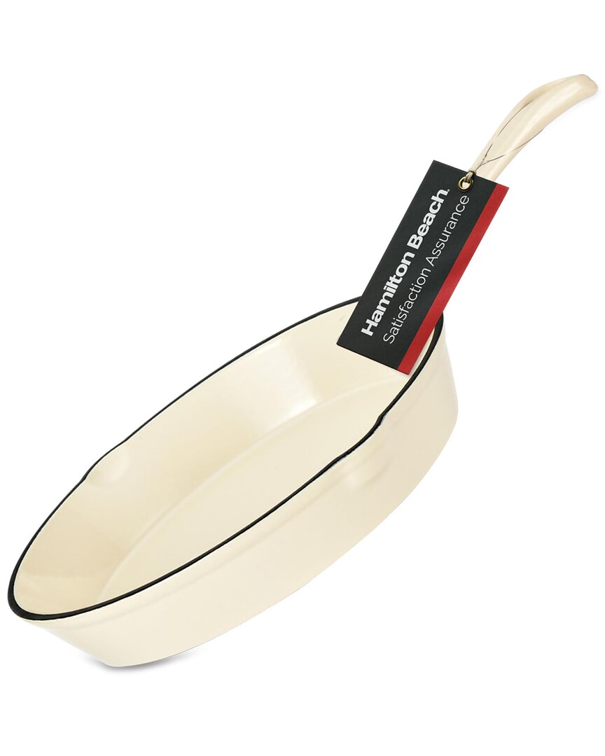 Hamilton Beach Cast Iron Fry Pan 10in Cream Enamel In Yellow