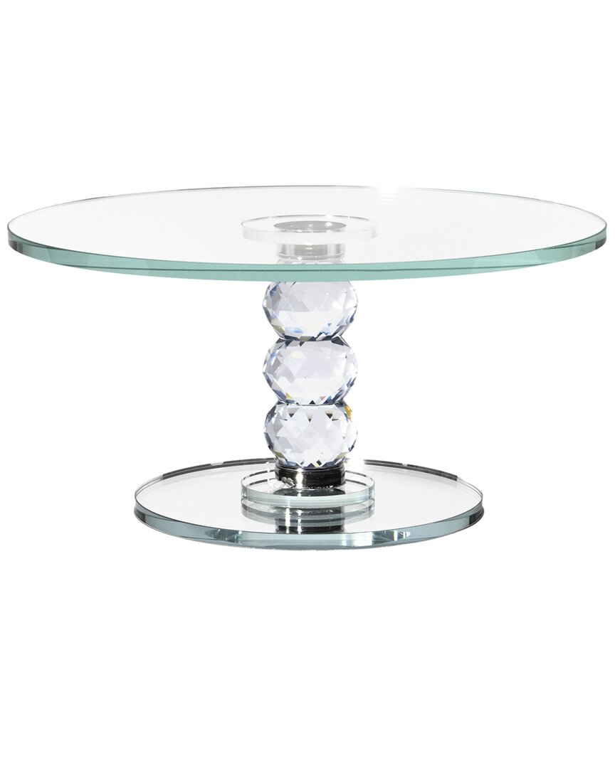 Jay Imports Exquisite Round Crystal Dessert Stand With Mirror In Transparent