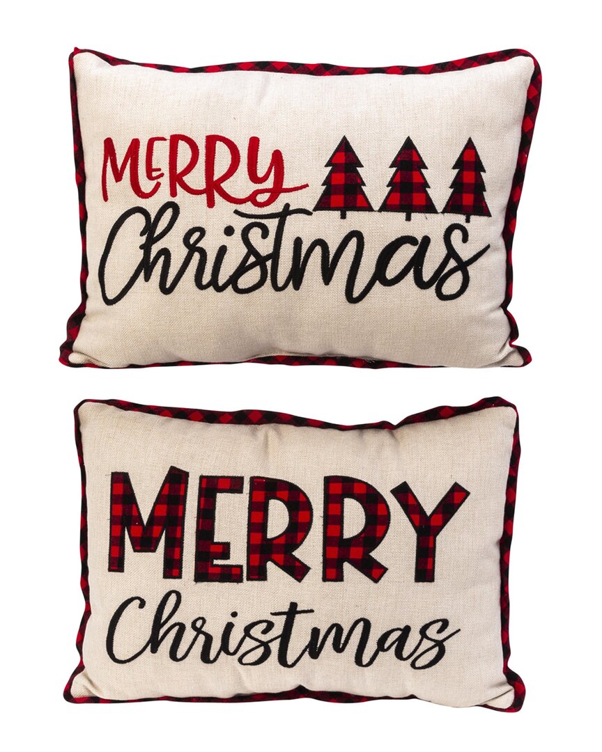 Gerson International 20in Fabric Embroidered-in Merry Christmas Set Of 2 In Multi