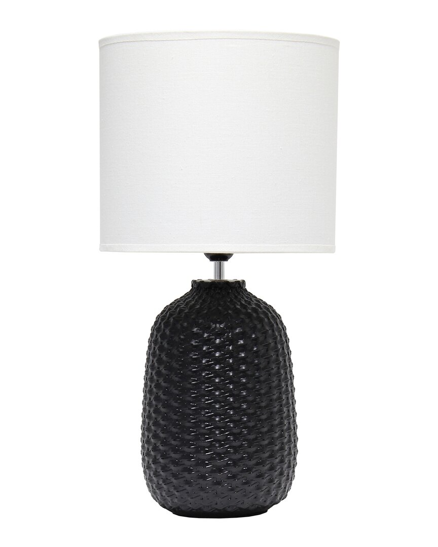 Lalia Home Simple Designs 20.4 Tall Traditional Ceramic Purled Texture Bedside Table Desk Lamp In Black