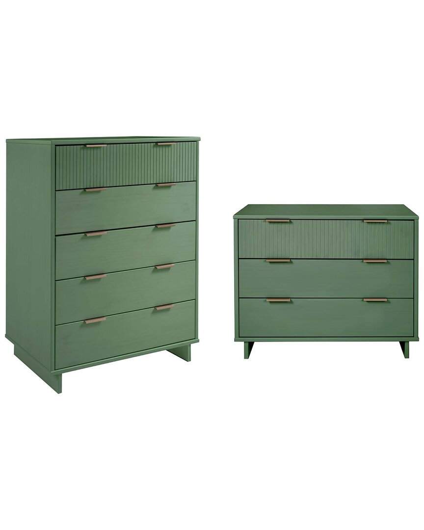 Manhattan Comfort 2-piece Granville Modern Solid W In Green