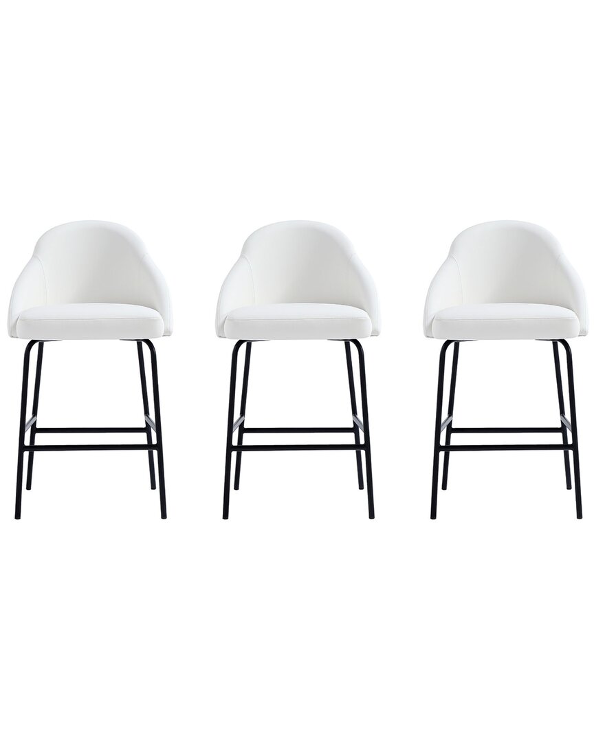 Manhattan Comfort Set Of 3 Gracie Modern Leatherette Barstools With Steel Legs