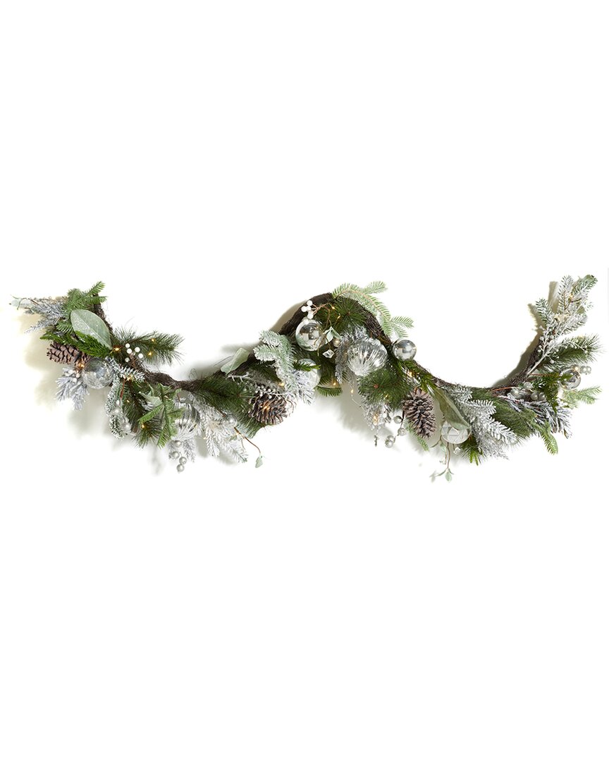 Safavieh Faux 28in Snowy Pine Garland In Silver