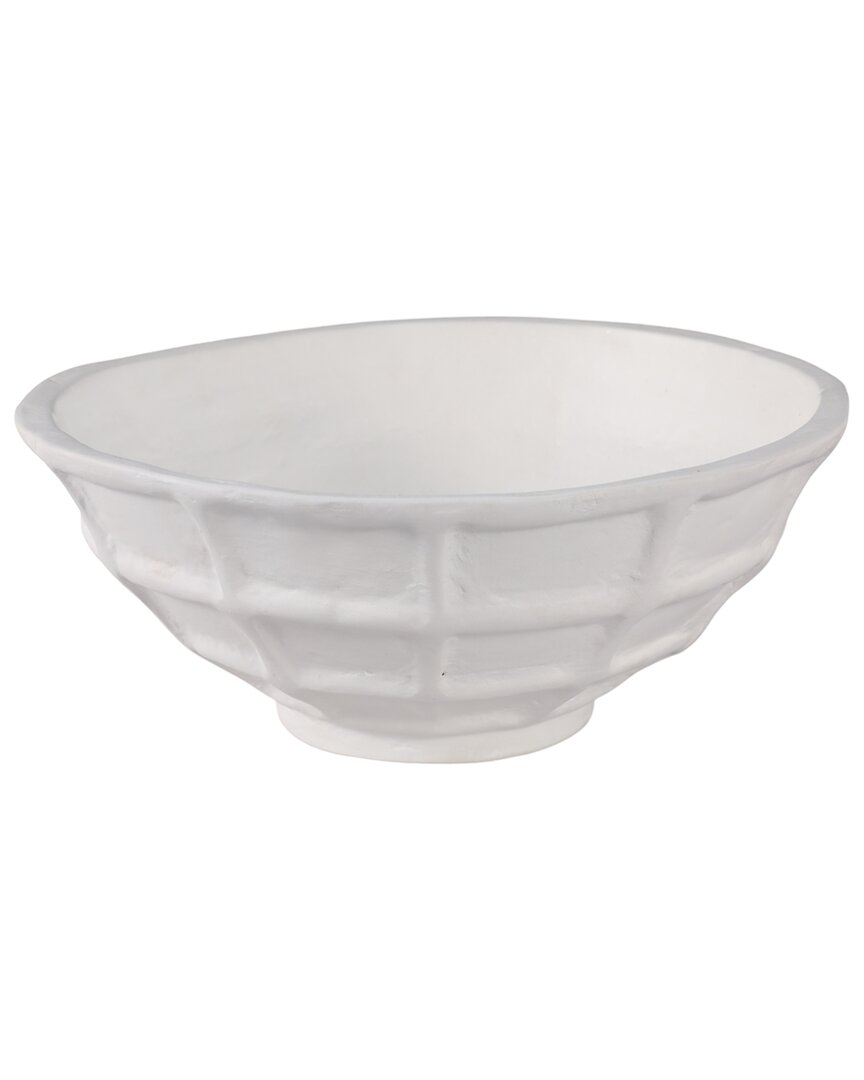 Sagebrook Home 14x6 Windowpane Paper Mache Bowl In White