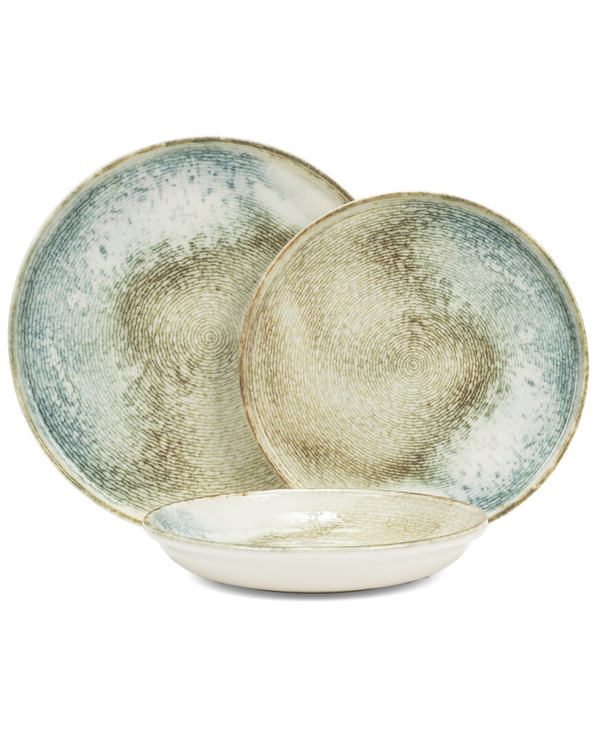 French Home Sea And Sand Porcelain 12pc Dinnerware Set In White
