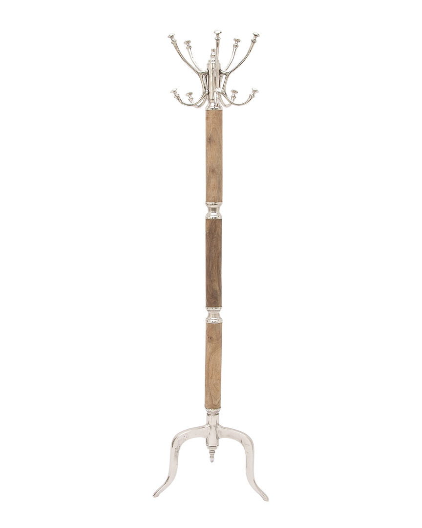 Peyton Lane Aluminum And Mango Wood Coat And Hat Rack