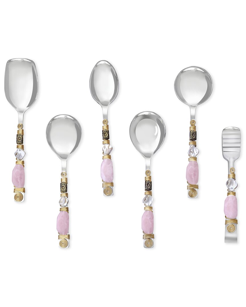 Tiramisu Blushed Serving Spoons (set Of 6) In Pink
