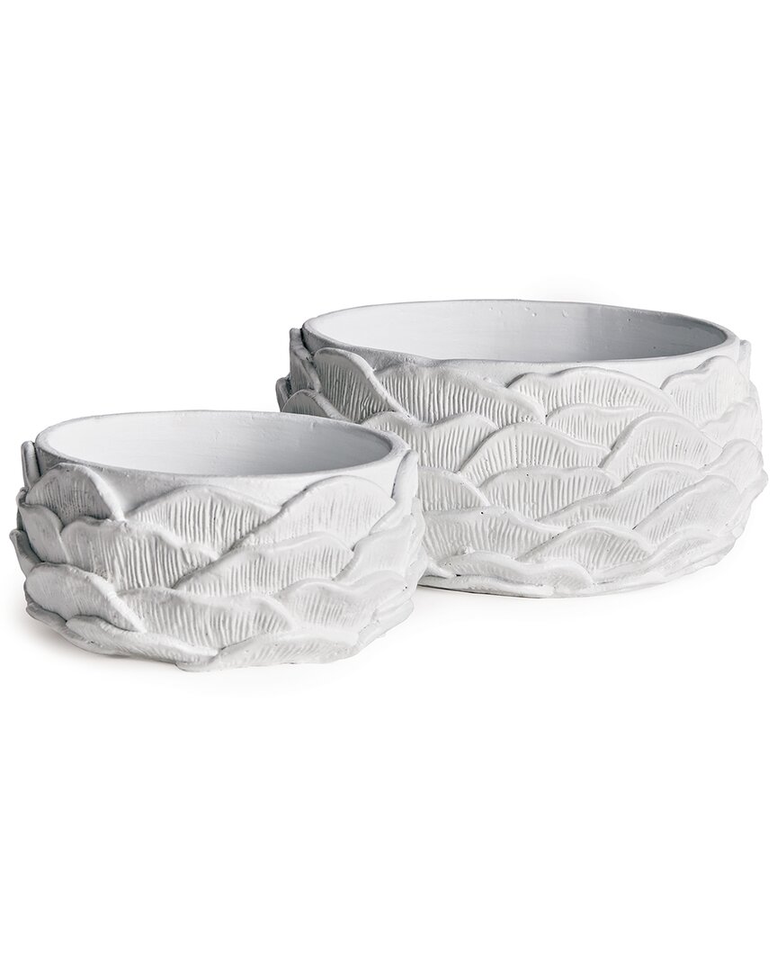 Napa Home & Garden Set Of 2 Ashika Low Pots In White