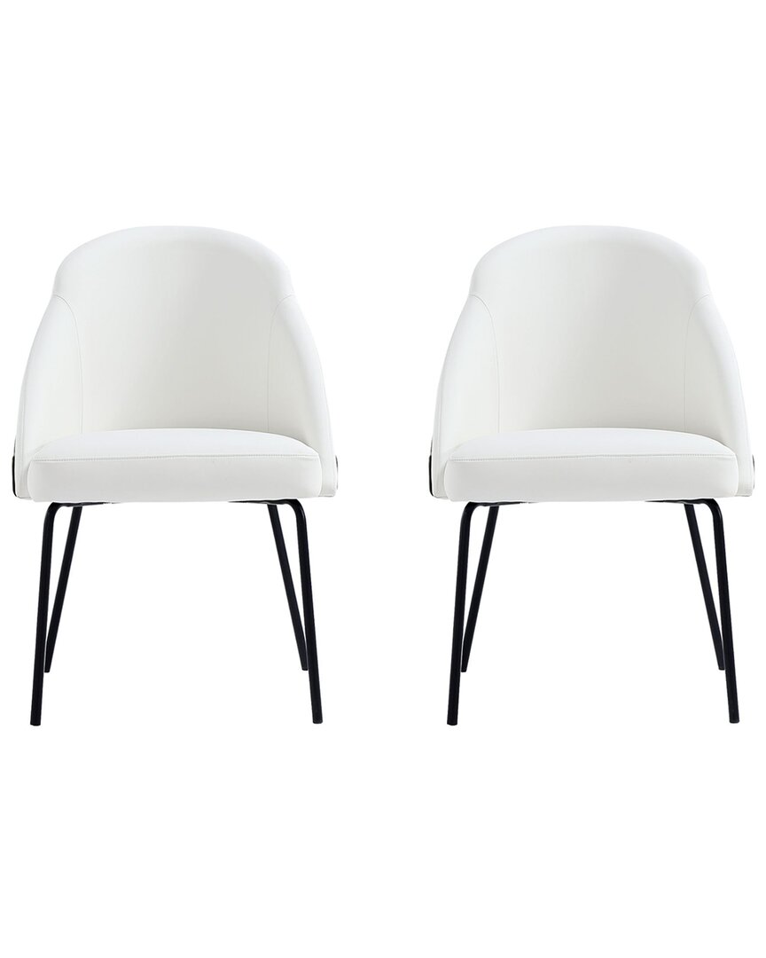Manhattan Comfort Set Of 2 Gracie Modern Leatherette Dining Chairs With Steel Legs