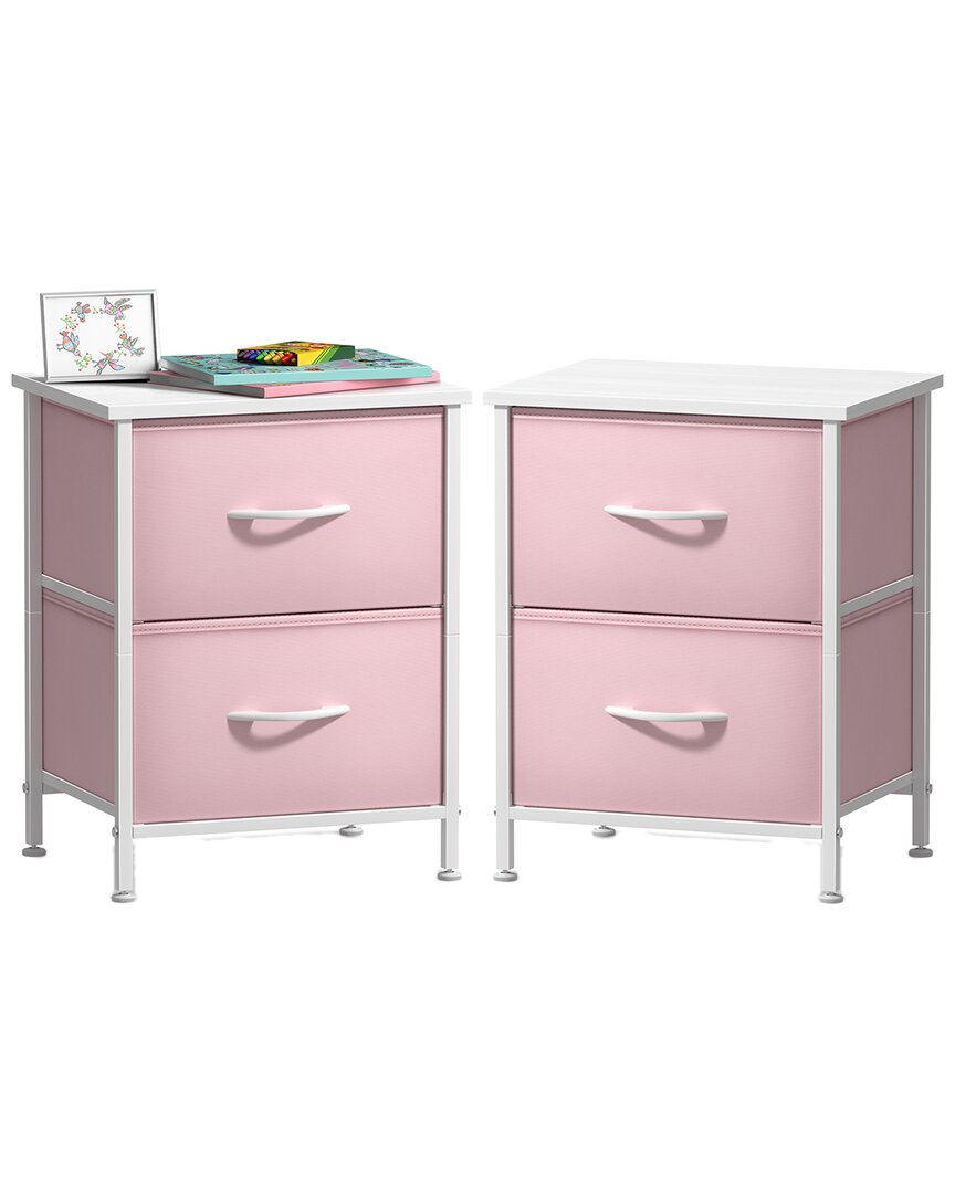 Sorbus Pack Of 2 Nightstands With 2 Drawers In Pink