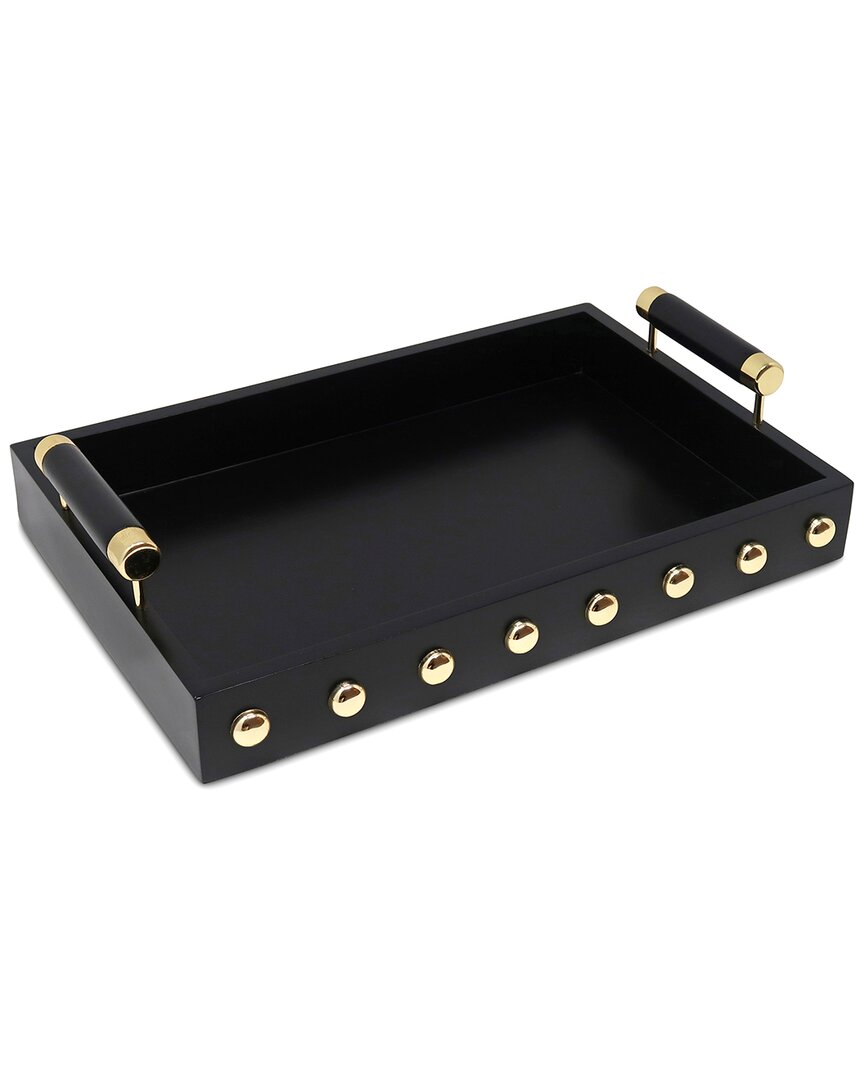 Alice Pazkus Ball Design High Gloss Decorative Tray With Handle In Black