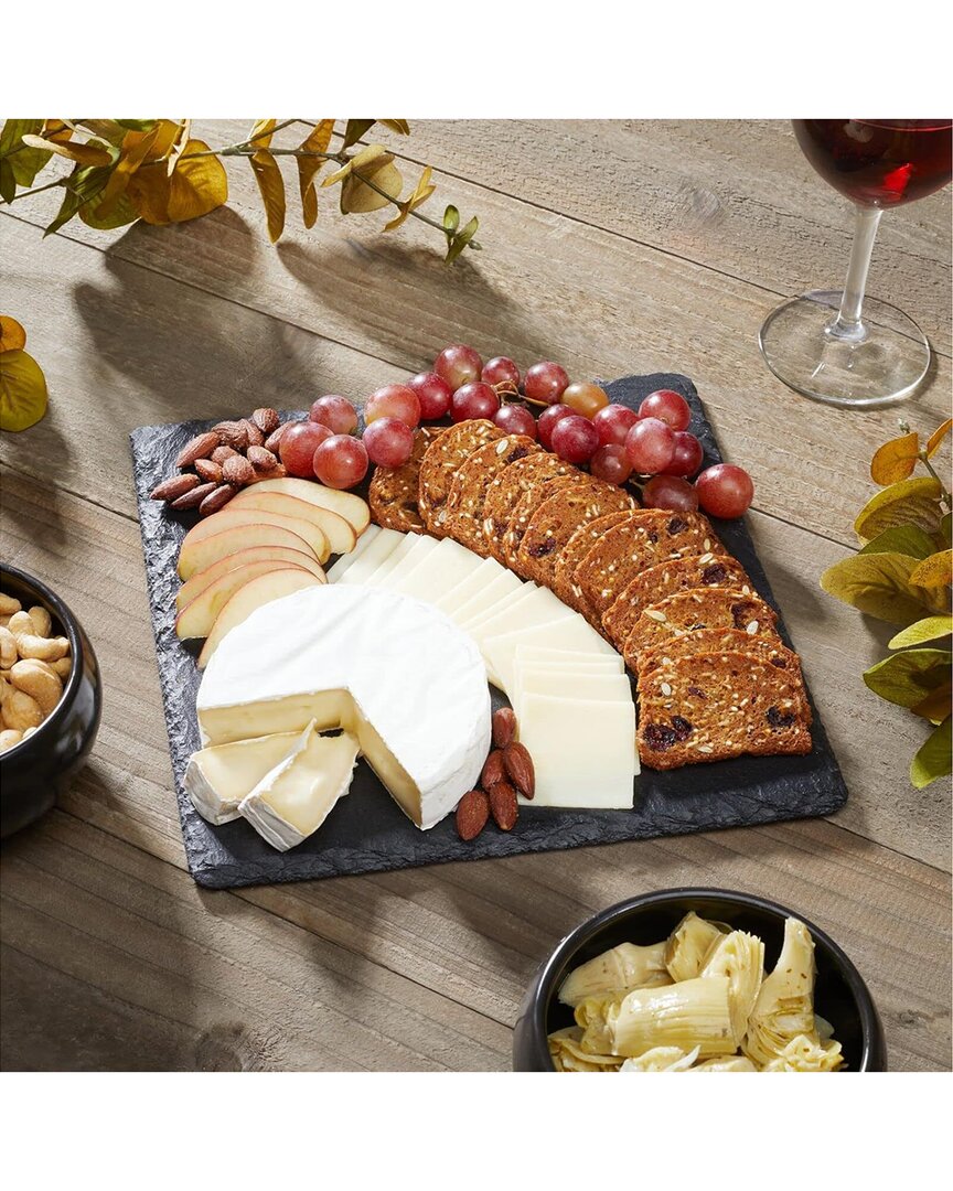 M DESIGN M DESIGN SET OF 8 SQUARE SLATE STONE SERVING TRAY WITH CHALK PENCIL 