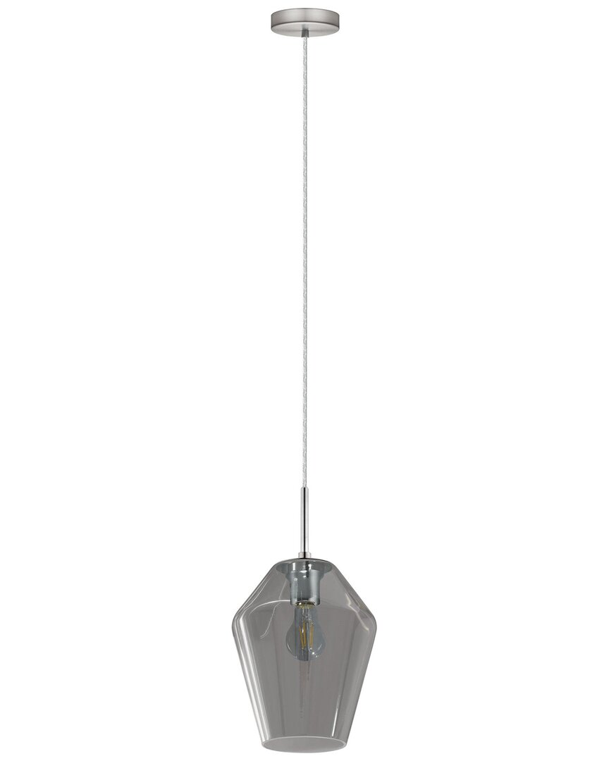 Eglo Murmillo 1 Light Pendant With Matte Nickel Finish & Smoked Glass Shade