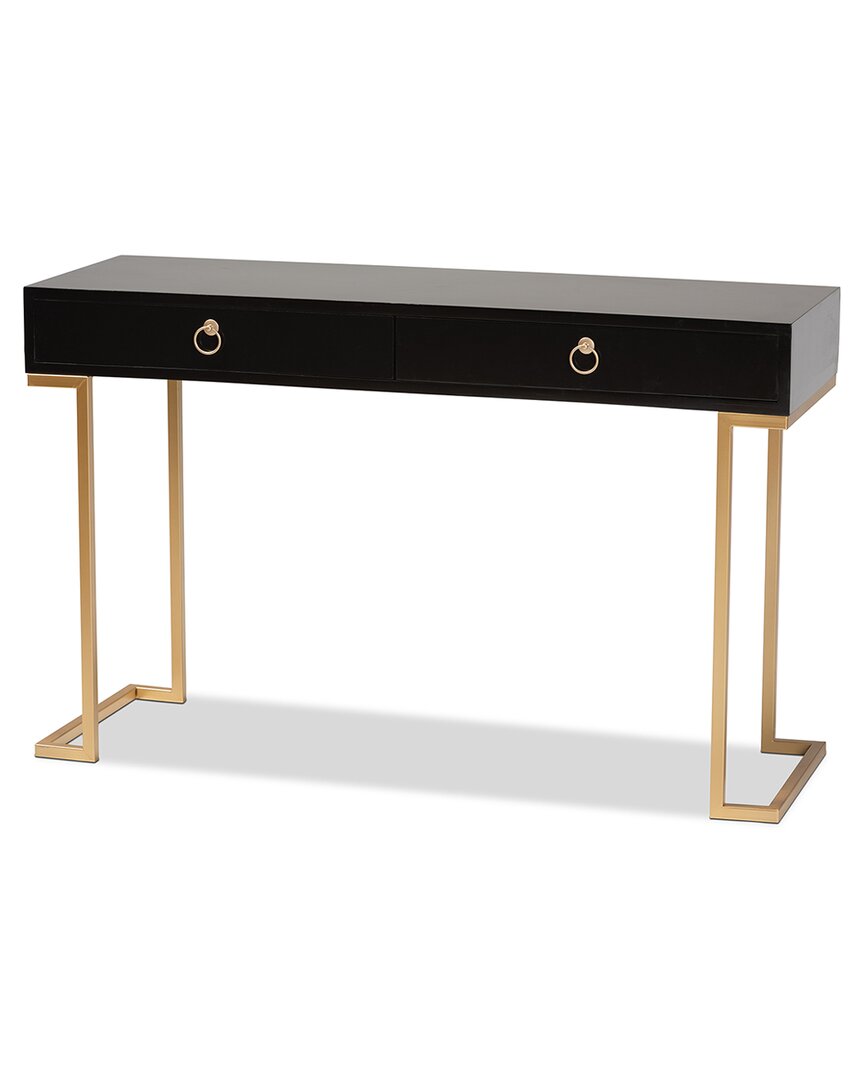 Baxton Studio Beagan Wood And Gold Metal 2-drawer Console Table In Black