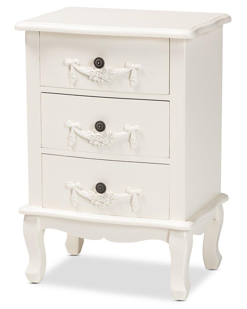 Baxton Studio Callen Wood 3-drawer Nightstand In White