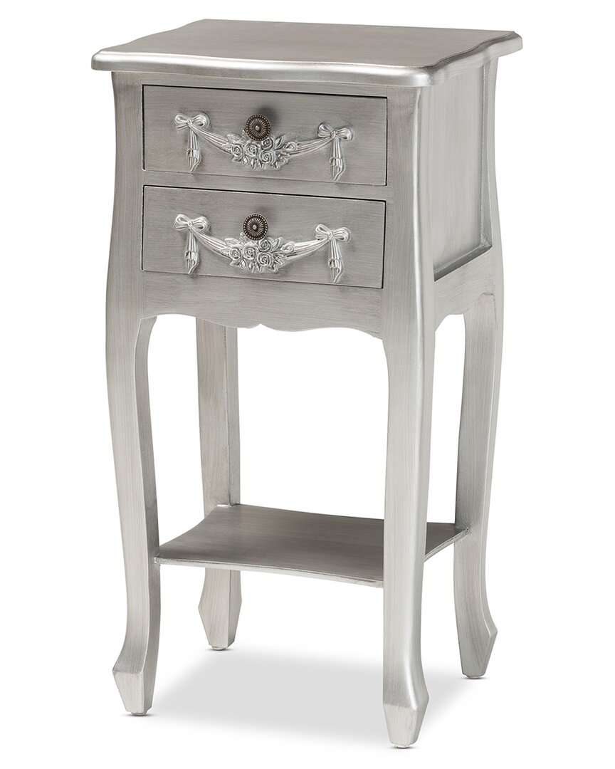 Baxton Studio Eliya Brushed Wood 2-drawer Nightstand In Silver