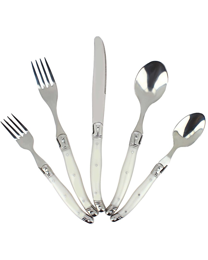 French Home Laguiole 20pc Stainless Steel Flatware Set In White