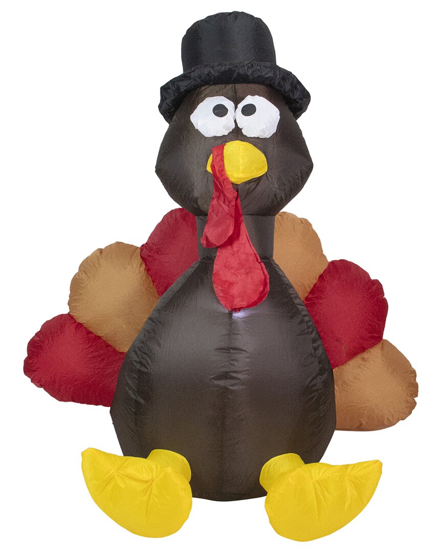 Northlight 4ft Red And Brown Inflatable Lighted Thanksgiving Turkey Outdoor Decor