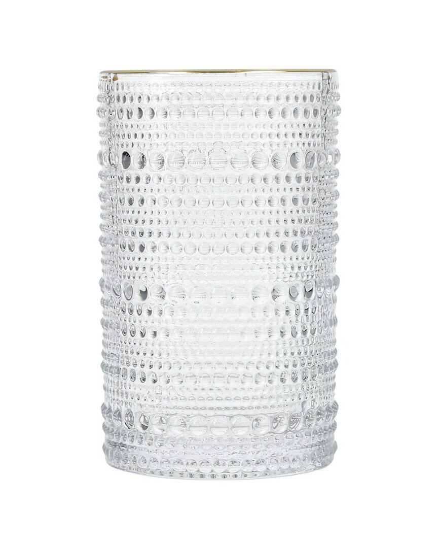 Fortessa Set Of 6 Jupiter Glass Gold Rim Iced Beverage Glasses In Transparent