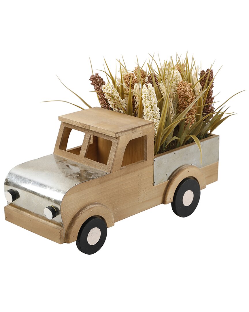Flora Bunda 17in Wheat Mix In Wood Truck In Natural