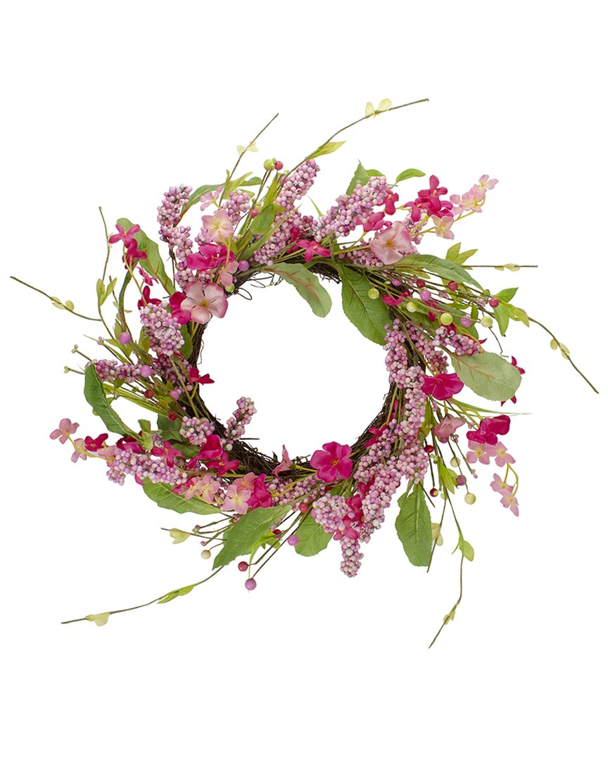 NORTHLIGHT NORTHLIGHT 18IN GERANIUM & BERRY ARTIFICIAL SPRING WREATH