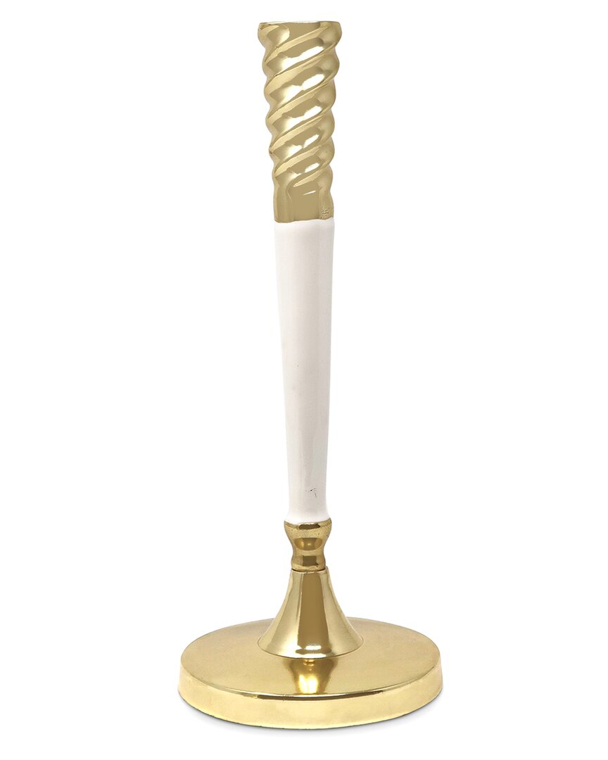 Alice Pazkus Twisted Tapered Candle Holder In Gold
