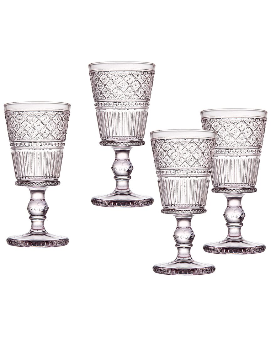 Godinger Helena Pink Goblet Glasses (set Of 4) In Pink