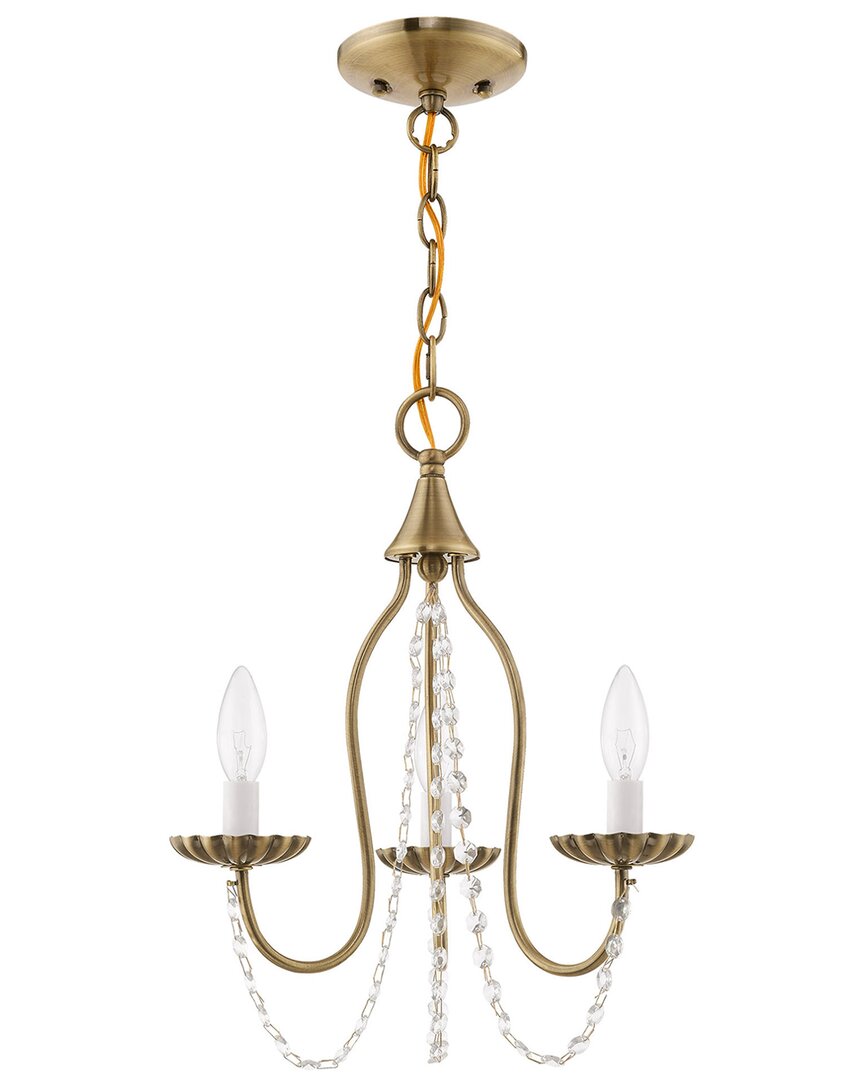 Livex Lighting Alessia 3 Light Antique Brass Mini Chandelier