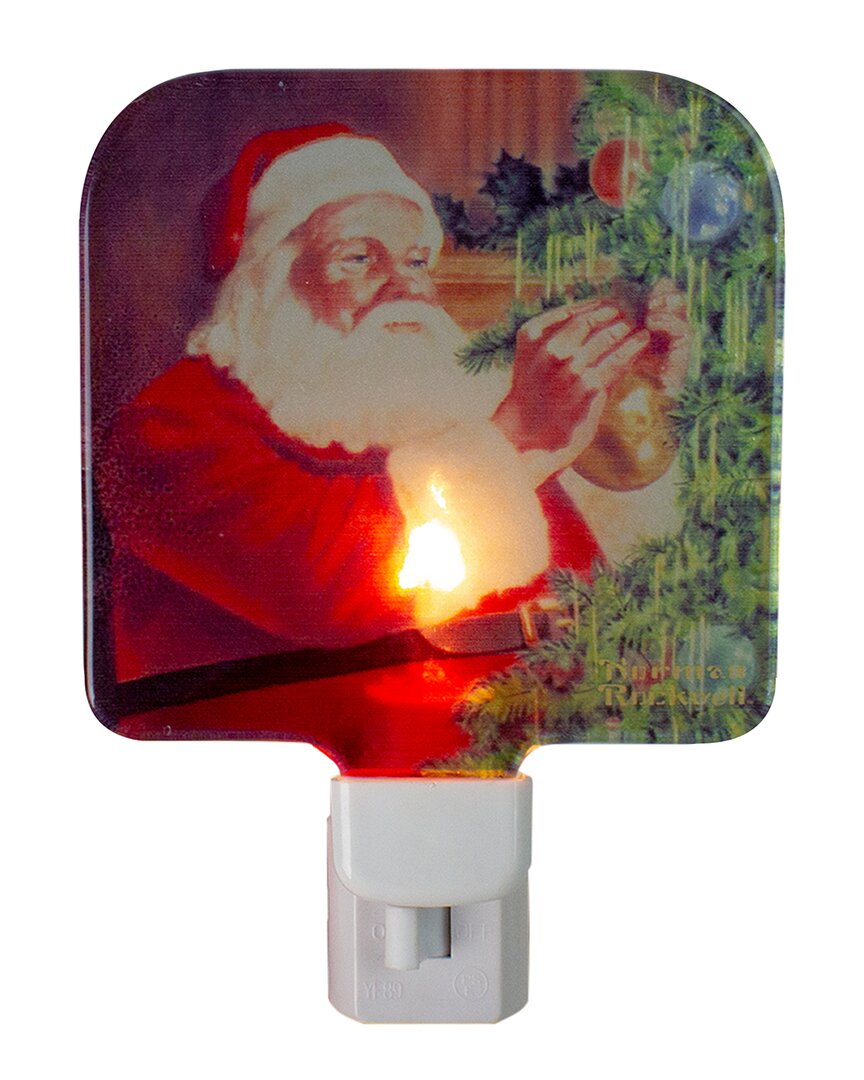 Northlight 6in Norman Rockwell 'santa Trimming Tree' Glass Christmas Night Light In Red