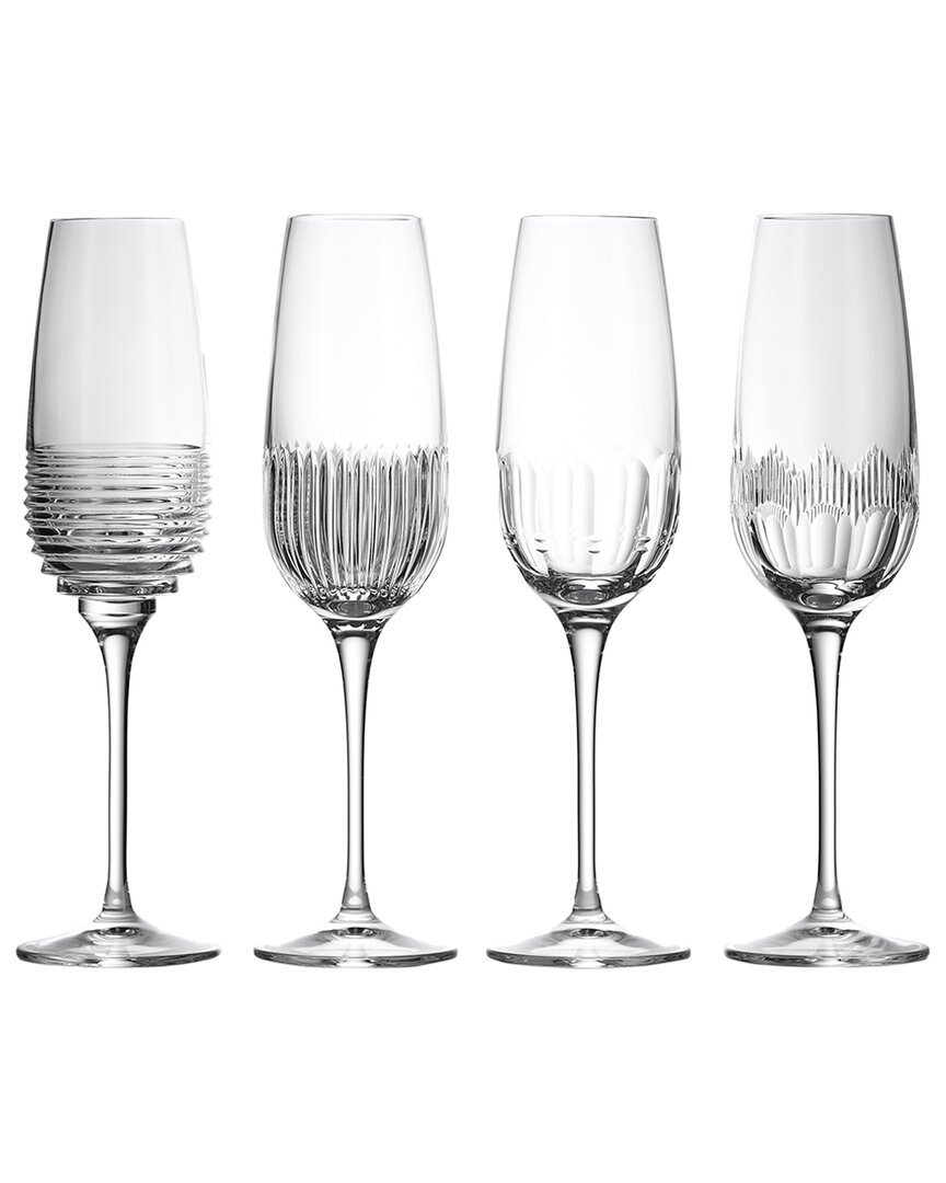 Waterford Mixology Mixed Crystal Flute Glasses 335ml Set Of Four In White