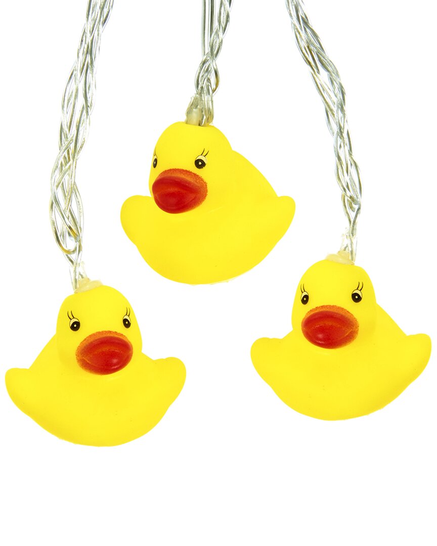 Kurt Adler 10-light Yellow Duck Warm White Led Lights In Yellow